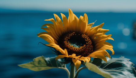 Sunflower on the background of the sea. Selective focus.の素材