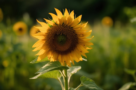 Sunflower on the background of the field of sunflowers.の素材