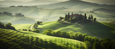Beautiful landscape in Tuscany, Italy. Retro style.の素材