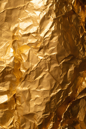 golden crumpled paper background or texture for design and decorationの素材