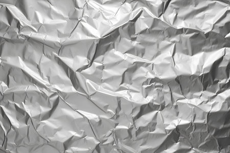 Crumpled silver foil texture background. Silver foil texture for backgroundの素材