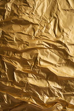 golden crumpled paper as a background, close-upの素材