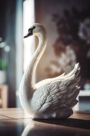 Swan in the interior. 3d rendering, 3d illustration.の素材