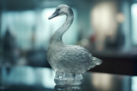 glass statuette of a swan in a restaurant, closeupの素材
