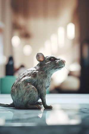 Cute mouse in the room. Retro style toned image.の素材