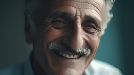 Portrait of a senior man smiling at the camera. Close up.の素材