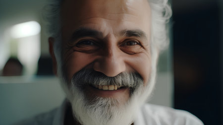 Portrait of a senior man with white beard looking at the cameraの素材