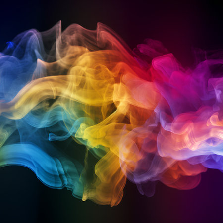Colorful smoke isolated on black background. Abstract background for design.の素材