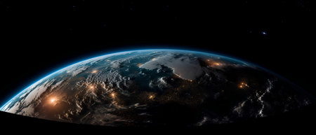 North America from space. 3D illustration with detailed planet surface.の素材