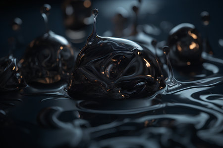 Splash of black liquid. 3d rendering, 3d illustration.の素材