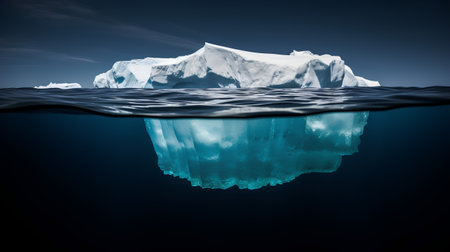 Iceberg floating in the ocean. 3d illustration. Elements of this image furnished by NASAの素材