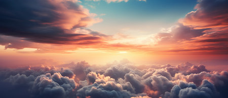 Beautiful sunset above the clouds. Beautiful sky. 3d renderingの素材