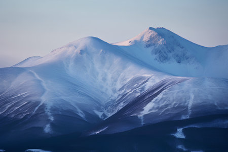 Mountain landscape with snow-capped peaks. Toned.の素材