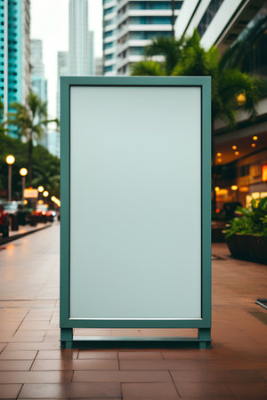 Blank white signboard on the street. 3d rendering.の素材