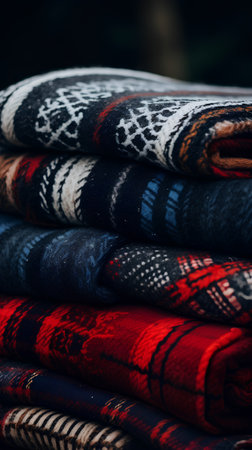 Colorful handkerchiefs, close-up, selective focusの素材