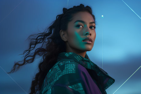 Fashion shot of a beautiful young African American woman. Beauty, fashion.の素材