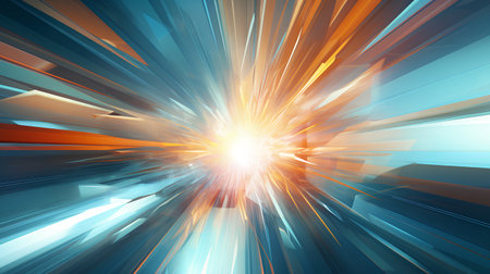 Abstract blue and orange background with rays of light. 3d renderingの素材