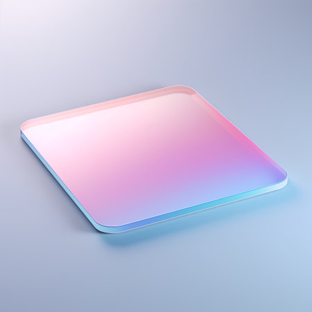 Realistic glass tablet isolated on blue background. 3d vector illustration.の素材