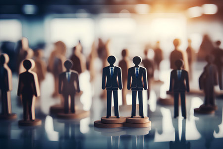 Businessman standing in front of crowd of business people. Leadership conceptの素材
