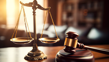 Law theme, mallet of judge, wooden gavel in courtroomの素材