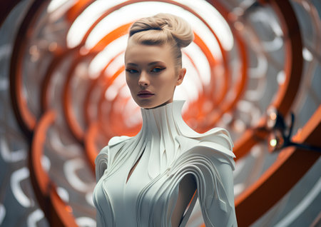 Futuristic woman with futuristic hairstyle. 3D rendering.の素材