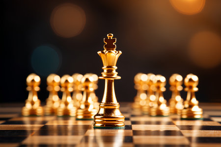 Golden chess king on the chessboard. The concept of business success.の素材