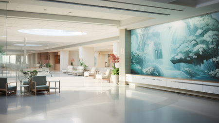 Interior of a modern office lobby. 3d rendering mock upの素材