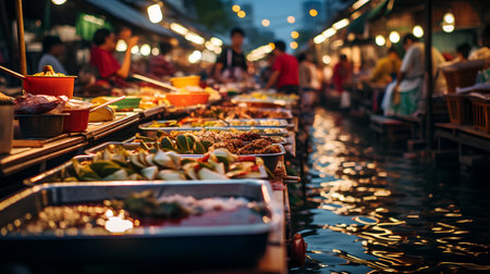 Damnoen Saduak floating market in Thailand.の素材
