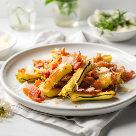 Pancakes with zucchini, bacon and parmesanの素材