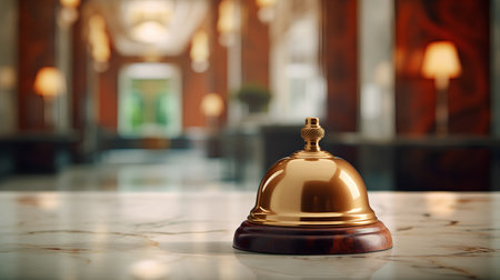 Hotel service bell in hotel lobby. 3D Rendering.の素材