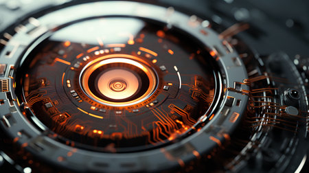 Abstract technology background with circuit board. 3d rendering toned imageの素材