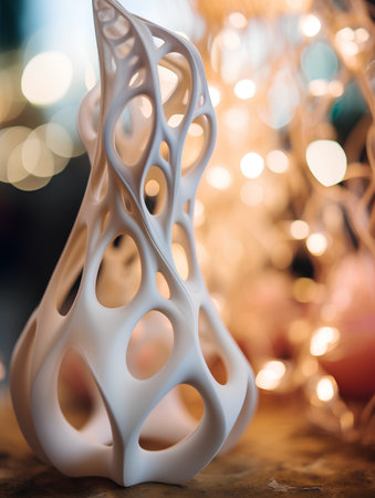 christmas decoration background with christmas tree and bokeh lightsの素材