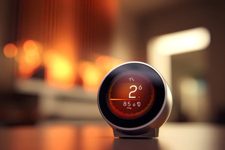 Smart watch with alarm clock in the room. 3d illustration.の素材