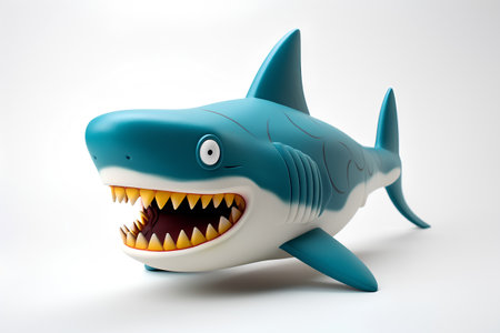 Shark isolated on white background. 3D illustration. Cartoon style.の素材