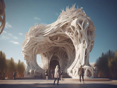 3D rendering of the entrance to the Museum of Natural History.の素材