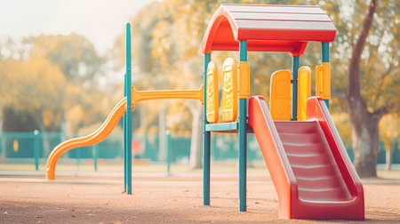 Playground in the park. 3D rendering. Selective focus.の素材