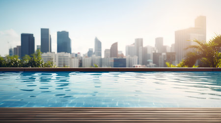 Swimming Pool And Cityscape Of The Blur Exterior Backgroundの素材