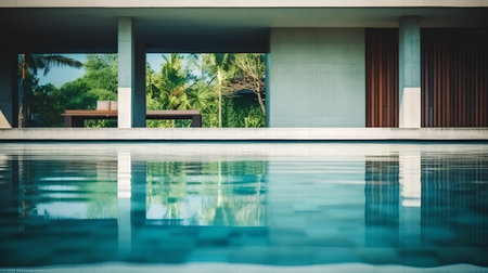 Swimming pool in luxury villa,Vintage color tone.の素材