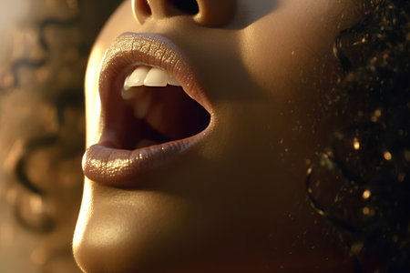 Beautiful african american woman's mouth close up. 3d renderingの素材