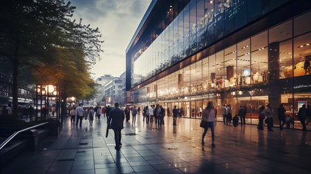 People walking in Canary Wharf, London, UKの素材