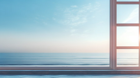View from the window on the sea and sky. 3d renderingの素材