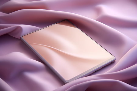 Smartphone on pink satin background. Vector illustration. Eps 10の素材