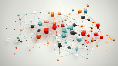 Abstract polygonal background with connecting dots and lines. Vector illustration.の素材