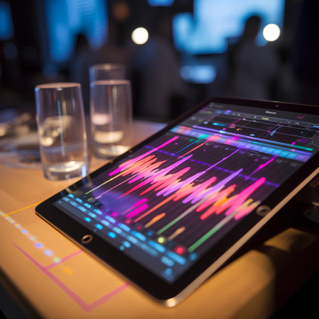 Tablet with stock market data on screen. Business and finance concept.の素材