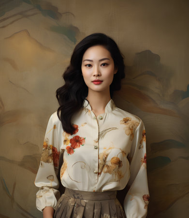 Portrait of a beautiful asian woman in chinese traditional costumeの素材