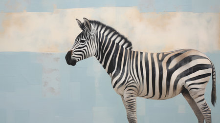 Zebra on grunge background. Digital painting. 3d renderingの素材