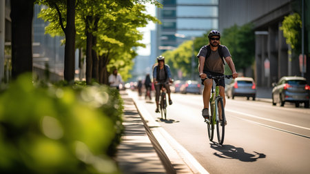 Cyclist riding a bicycle in the city. Sport and healthy lifestyle.の素材