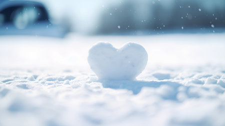 Heart in the snow. Winter background. Valentine's day concept.の素材