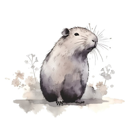 Watercolor hand drawn hamster on white background. Vector illustration.の素材