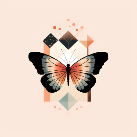Butterfly with geometric background. Vector illustration for your design.の素材
